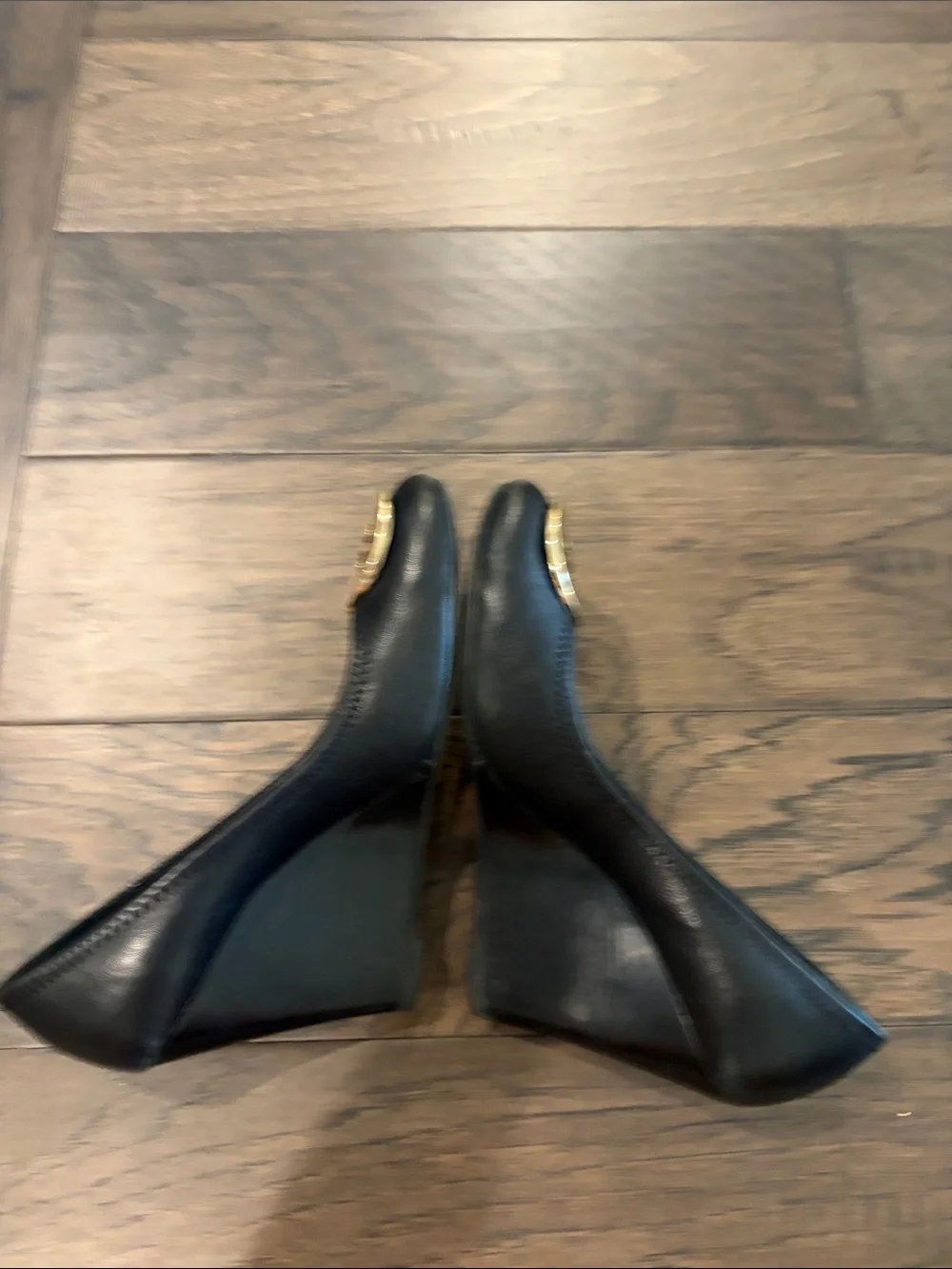 Tory Burch Black Wedge Heels Sz 7.5